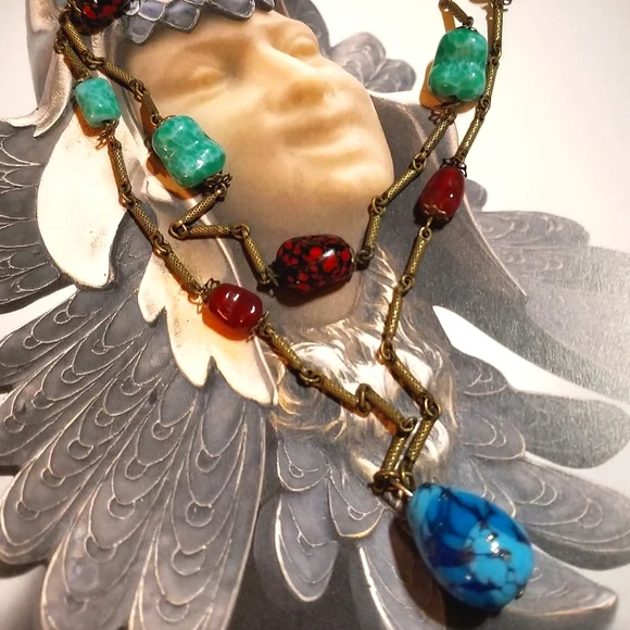 RARE Antique Venetian BORO Glass Necklace - Picture 5 of 9